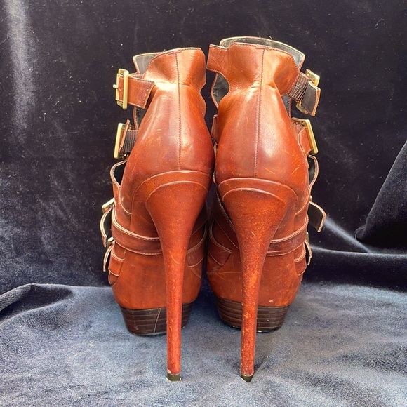 RACHEL ZOE HIGH HEEL STILLETTO LEATHER  STRAPPY ANKLE BOOTIES - 8 - Picture 4 of 10